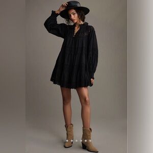 *New* Anthropologie Venice Black Lace Layered Tunic Dress, Size XS